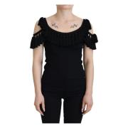 Dolce & Gabbana Svart Bomull Tank Top Blus Black, Dam