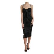 Dolce & Gabbana Elegant svart spets midi klänning Black, Dam