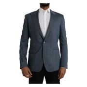 Dolce & Gabbana Blå Linne Naples Blazer Blue, Herr