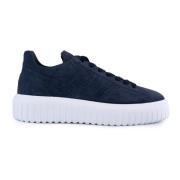 Hogan Blå Läder Sneakers Med Perforerade Detaljer Blue, Herr