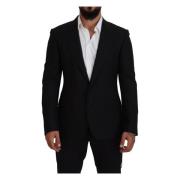 Dolce & Gabbana Elegant enkelknappad blazer i ullblandning Black, Herr