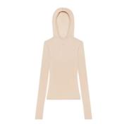 Courrèges Stickad 2nd Skin Hoodie Beige, Dam