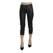 John Galliano Snygga Svarta Cropped Jeans Black, Dam