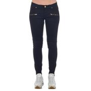 Frankie Morello Svarta Biker Stretch Denim Jeans Black, Dam