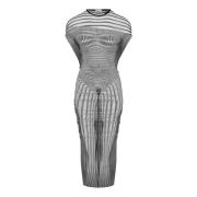 Jean Paul Gaultier Vit Draperad Klänning med Ecru Tulle Gray, Dam