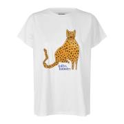 Lollys Laundry Färgglad Leopard Katt Grafisk Tee White, Dam