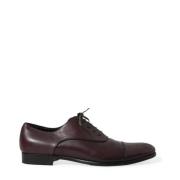 Dolce & Gabbana Burgundy Läder Derby Skor Brown, Herr