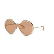 Roberto Cavalli Rose Gold Brown Mirror Solglasögon Yellow, Dam