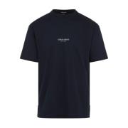 Giorgio Armani Blå Logo Print Crew Neck T-shirts Blue, Herr