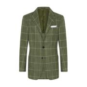 Kiton Lyxig Rutig Cashmere Blend Blazer Green, Herr