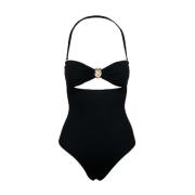 Moschino Fyrkantig hals one-piece baddräkt Black, Dam