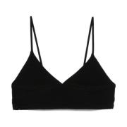 Norma Kamali Svart Crop Top med Tunna Band Black, Dam