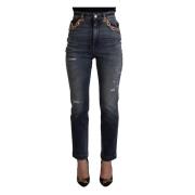 Dolce & Gabbana Hög Midja Skinny Denim Jeans Blå Blue, Dam