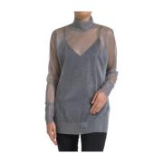 Dolce & Gabbana Grå Mesh Top, Italiensk Elegans Gray, Dam