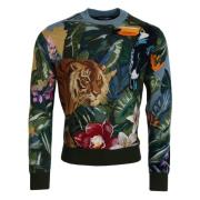 Dolce & Gabbana Jungle Broderad Ull-Silke Tröja Multicolor, Herr