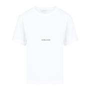 Saint Laurent Vit Logotyp Bomull T-shirt White, Dam