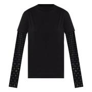 Givenchy Svart Silver Två Lagers T-shirt Black, Dam