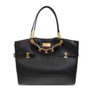 Balmain Läder shopper väska Black, Dam