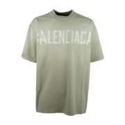 Balenciaga Avslappnad Bomull T-shirt Green, Herr