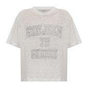 Golden Goose Linen T-shirt Beige, Dam