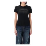 Acne Studios Faded Black Logo T-shirt Snygg Passform Black, Dam