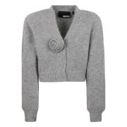 Rotate Birger Christensen V-ringad kort kofta med textur effekt Gray, ...