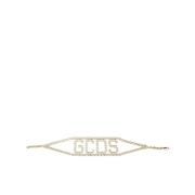 Gcds Logo Choker Halsband med Bling Yellow, Dam