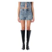 Alexander Wang Blå Denim High-Waist Arbetskläder Shorts Blue, Dam