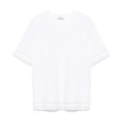 Peserico Vit Jersey T-shirt med Multi-lager Design White, Dam