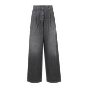 Golden Goose Klassiska Wide Leg Byxor i Medium Tvätt Black, Dam