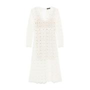 Twinset Vit Ullblandning Klänning Aw24 White, Dam