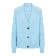 Saint Tropez Blå Stickad Kofta Junasz Airy Blue, Dam