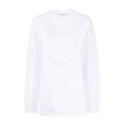 Stella McCartney Ren Vit Rhinestone Logo Sweatshirt White, Dam