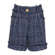 Balmain Kort hög midja i tweed Blue, Dam