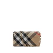 Burberry Mini Axelväska i Beige Bomull Beige, Dam