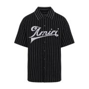 Amiri Pinstripe Polo Shirt Black, Herr