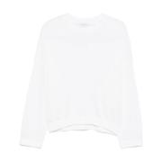 Brunello Cucinelli Vit Crew Neck Tröja Drop Axel White, Dam