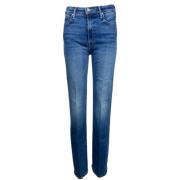 Mother Rak Ben Hög Midja Denim Jeans Blue, Dam