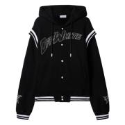 Off White Svart Fleece Varsity Hoodie Black, Herr