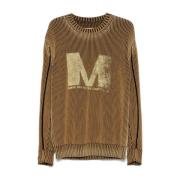 MM6 Maison Margiela Svart Logo Print Crew Neck Tröja Brown, Herr