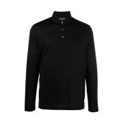 Emporio Armani Stretch Långärmad Pikétröja Black, Herr