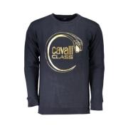 Cavalli Class Blå Bomullssweatshirt med Tryckt Logotyp Blue, Herr