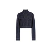 Sportmax Kort mörkblå denimjacka Blue, Dam