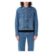 Marine Serre Måne Laser Denim Trucker Jacka Blue, Herr