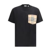 Burberry Check Pocket T-shirt med Applique Black, Dam