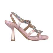 Alma EN Pena Glitter Snake Heel Sandal Pink, Dam