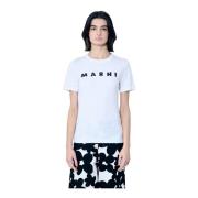 Marni Bomull Jersey Logo Motif T-shirt White, Dam