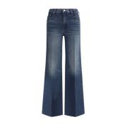 Mother Twister Sneak Fray Bomulls Jeans Blue, Dam