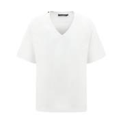 Dolce & Gabbana Monokrom Bomull V-ringad T-shirt White, Herr