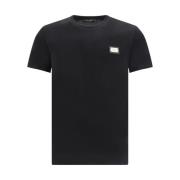 Dolce & Gabbana Räfflad Crew Neck Bomull T-shirt Black, Herr